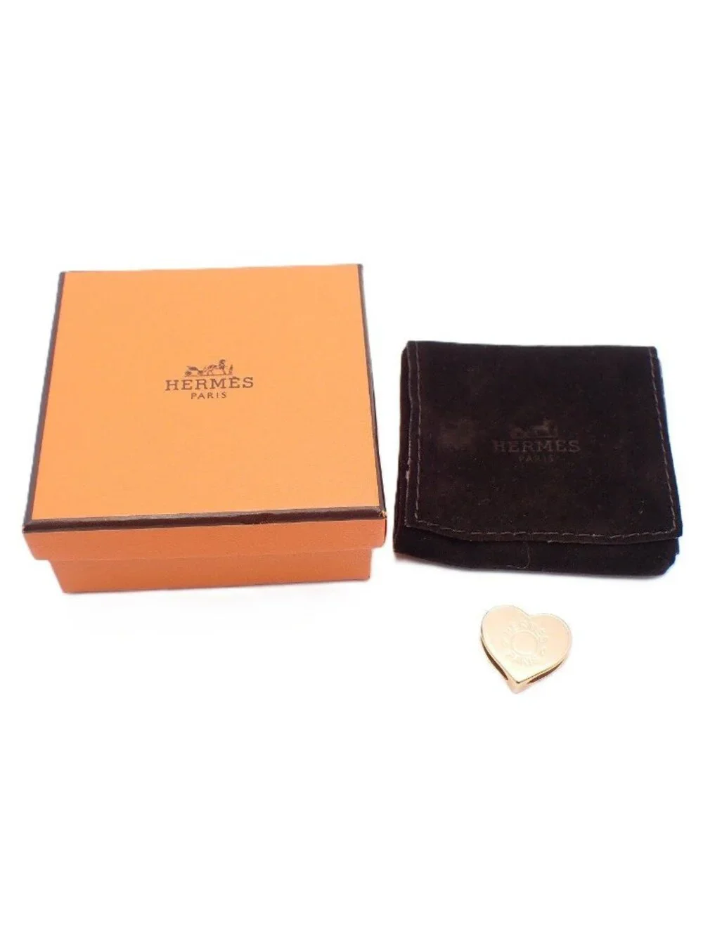 Hermes Scarf Ring Twilly Minicoo Heart Gold Color Pawn